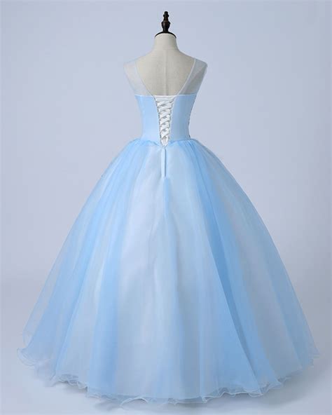 Ice Blue Tulle Embroidery Long Custom Made Evening Dress Formal Dress