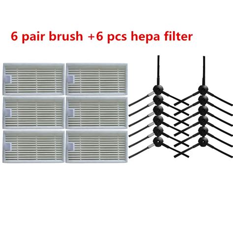 6 Escova Lateral Do Rob E 6 Filtro Hepa Para Rob Aspirador De P