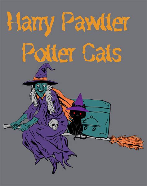 Potter Cats Harry Pawter Fitted V Neck Digital Art By Hoan Hoai Ngo