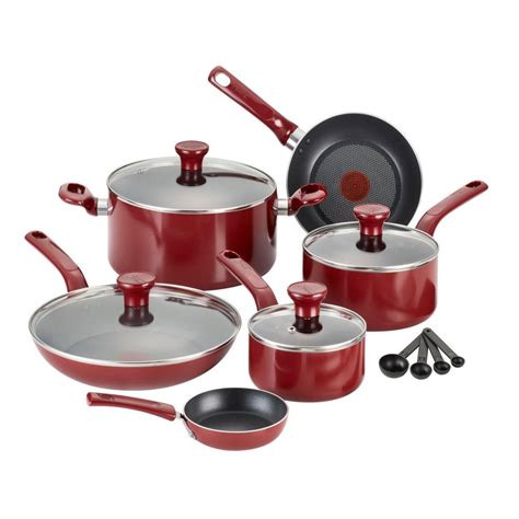 T Fal Excite 14 Piece Red Cookware Set With Lids C514se The Home Depot