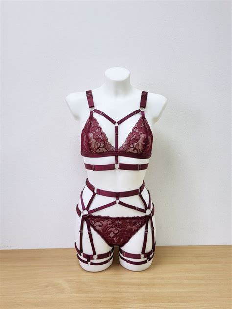 Embroidered Lingerie Set Floral Lingerie Set Garter Belt Embroidery Lingerie Floral Lace