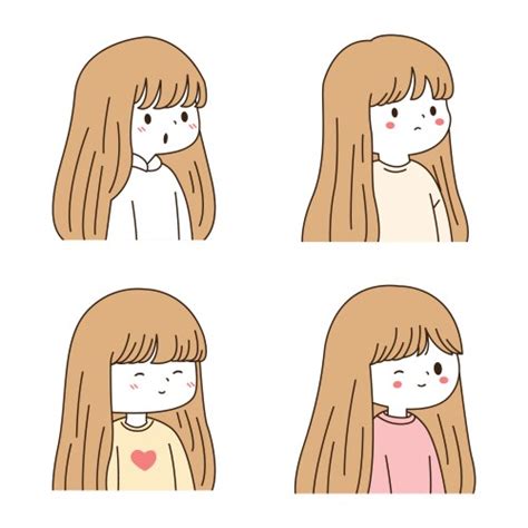 girl  long hair cartoon character vector images