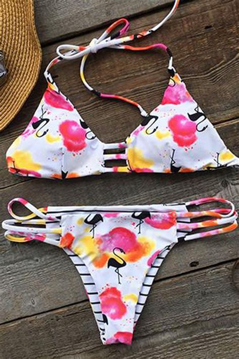 Set The World On Fire Flamingo Bikini Set