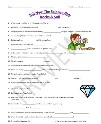 Bill Nye The Science Guy Rocks And Soil Worksheets