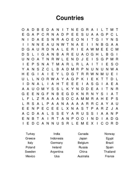 Countries Word Search