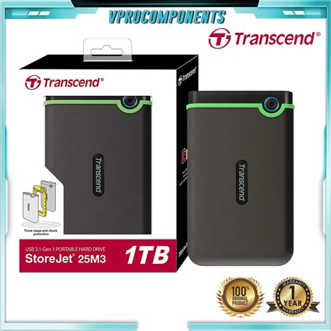 ⊕⊙Transcend TS1TSJ25M3S Slim 1TB Portable Hard Drive (IRON GRAY ...