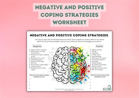 Negative And Positive Coping Strategies Worksheet For Teens Trauma