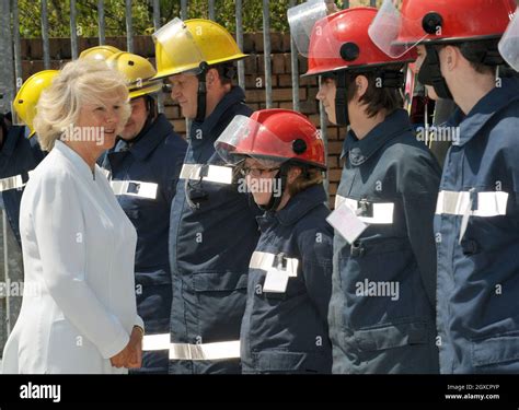 Camilla Duchess Of Cornwall Meets Firemen And Cadets When She Attends