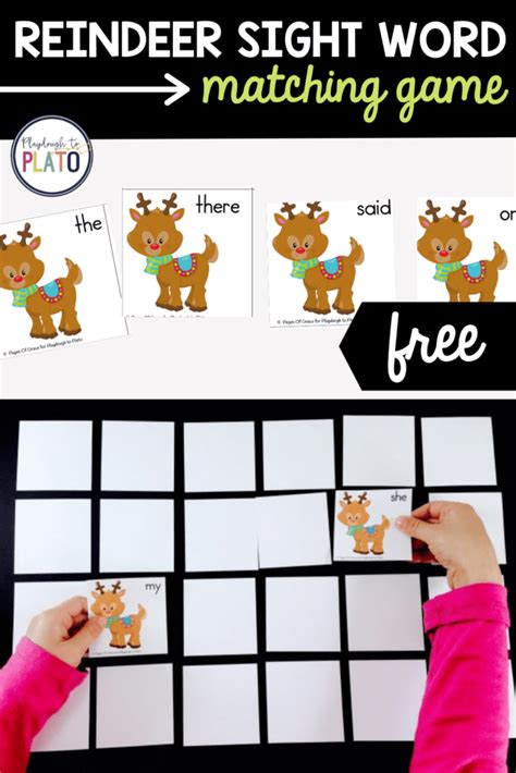 Reindeer Sight Words Matching Game Playdough To Plato