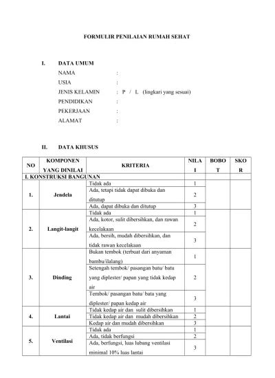 Formulir Penilaian Rumah Sehat