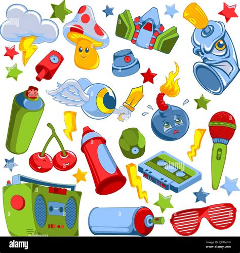 Vector Graffiti Art Urban Toy Game Sticker Symbols Stock Vector Image