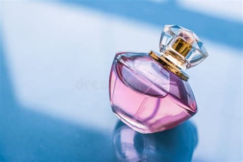 Pink Perfume Bottle On Glossy Background Sweet Floral Scent Glamour