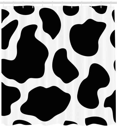 Cow Print Shower Curtain, Hide of a Cow with Black Spots Abstract and ...