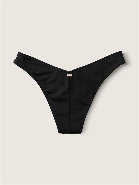 Buy V Front Itsy Bikini Bottom Pure Black Order Bikini Bottom Online Pink Us