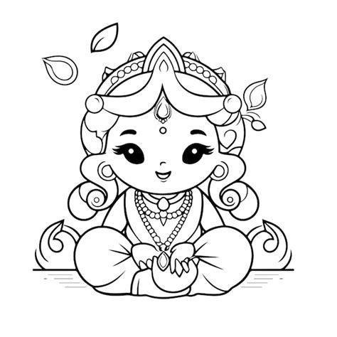 Premium Vector | Coloring page line drawing krishna janmashtami day