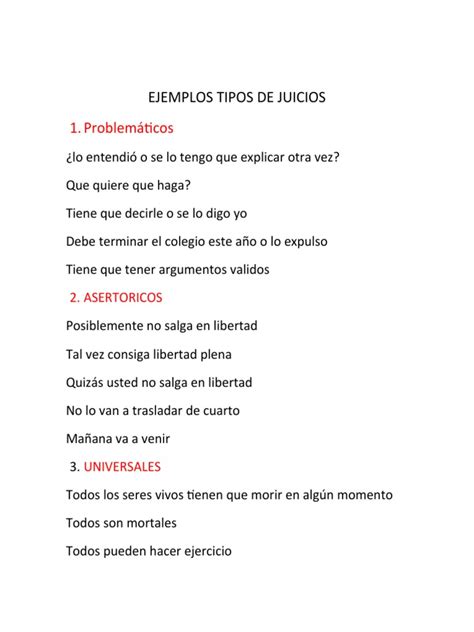 Ejemplos Tipos De Juicios Pdf