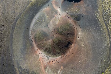 Aerial View Of Silvestri Craters On Mount Etna Sicily Italy Stock