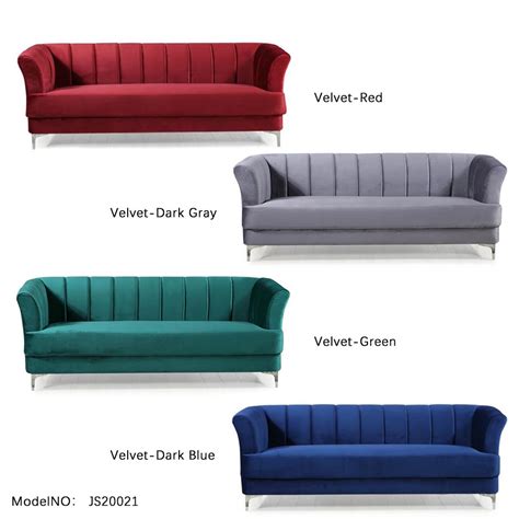 Modern Blue Velvet 3 seater Sofa