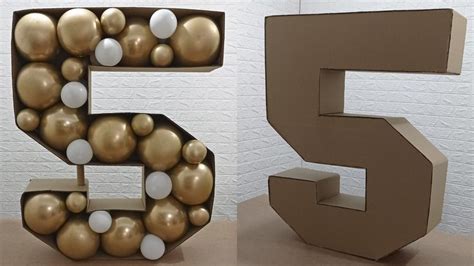 Como Fazer Número 5 de Papelão Grande 3D Para Decoração de Festa Numero