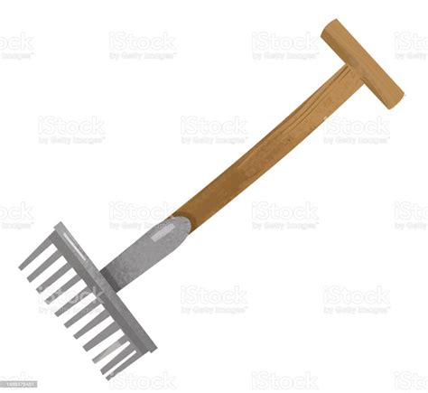 Cartoon Farm Tool Rake Isolated Illustration Stock Illustration