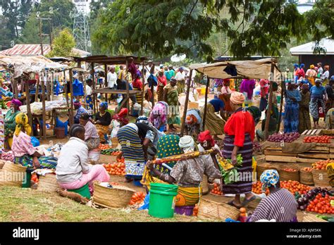 Women Selling Fruit And Vegetables In Marangu Food Market Tanzania