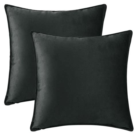 Unique Bargains Velvet Throw Home Decor Solid Couch Sofa Living Room Pillow Covers Black 16 X