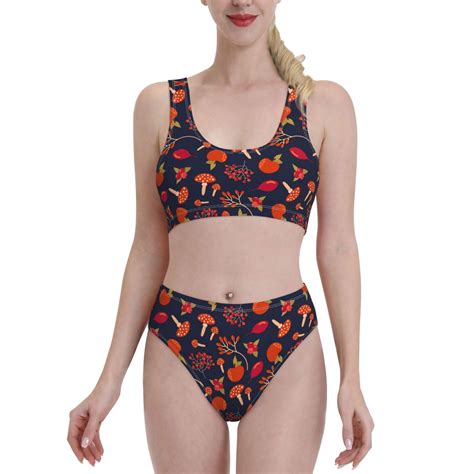 Lukts Women High Waisted Bikini Set Autumnal Forest Swimsuit Piece