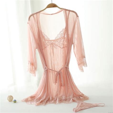 Sexy Lace Bow Nightgown Chemise Robe Mesh Sling Pajamas Women S Lingerie Babydoll Lingerie