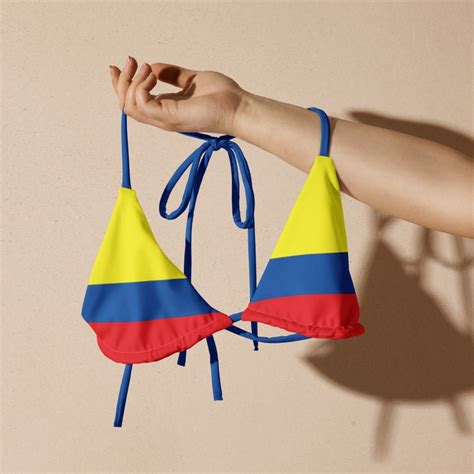 Colombia String Bikini Top Vibrant Tropical Print Sleek Adjustable Design Beachwear Essential