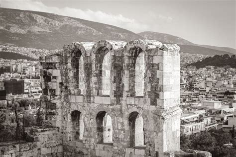 Acropolis Of Athens Odeon Of Herodes Atticus Amphitheater Ruins Greece