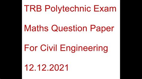 Trb Polytechnic Civil Maths Marks Qn To Part