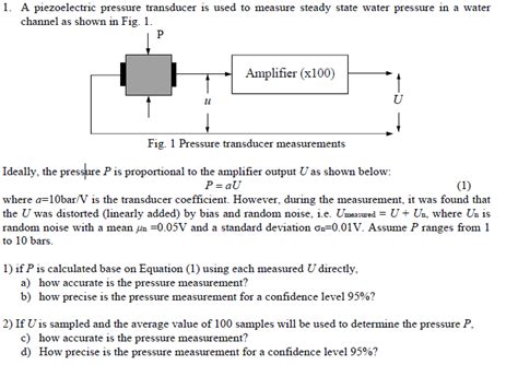 1 A Piezoelectric Pressure Transducer Is Used To Chegg