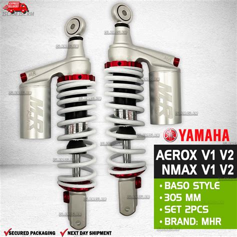 Yamaha NMAX AEROX V1 V2 Rear Shock Absorbers 2pcs With Baso Style WHITE