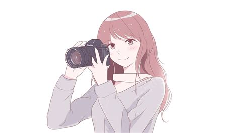 Fondo Chica Anime Tomando Su Cámara Para Fotografiar Fondo Mejor Pose Para La Foto Posando