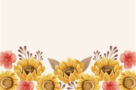 Premium Vector | Watercolor sunflower border