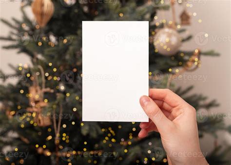 Christmas Postcard Mockup Blank Template White Paper Clean Design