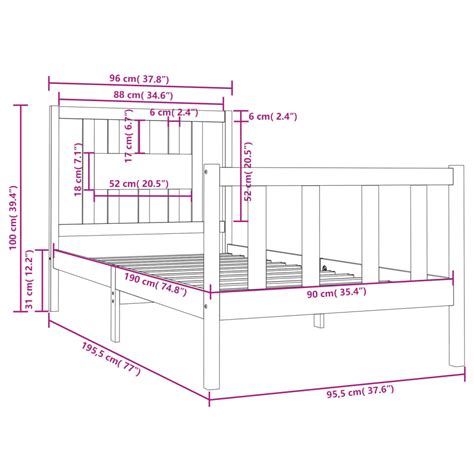 Vidaxl Bed Frame Black Solid Wood X Cm Single Bed Size Wood