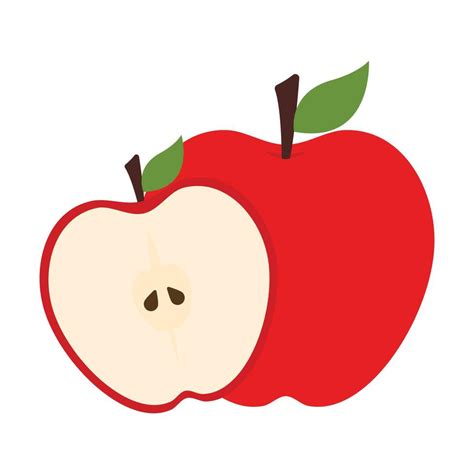 red slice apple fruit icon clipart cartoon vector illustration