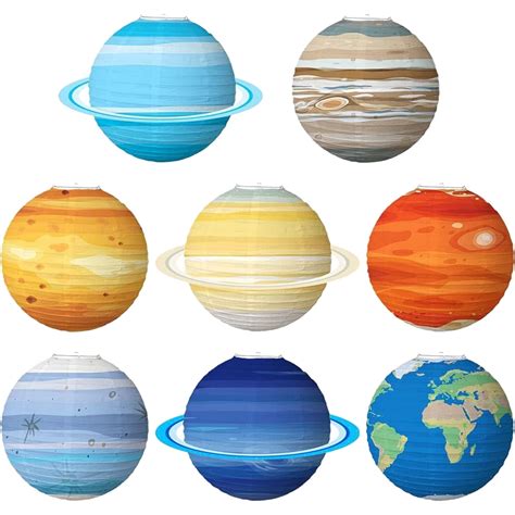 HOMEMAXS 8Pcs Planet Decorations Space Paper Lantern Planets Lanterns Outer Space Party Decor ...