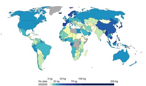 Map Fish And Seafood Consumption Per Capita 2013 Data Infographic