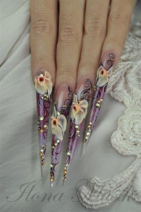 Flower Art Acrylic Nails