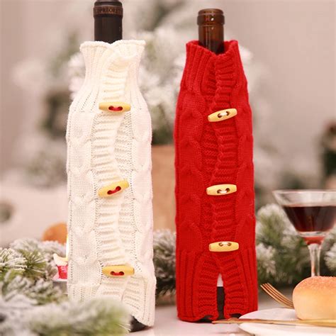 Wine Bottle Cover Bag Xmas Knitted Bar Creative Table Home Decoration