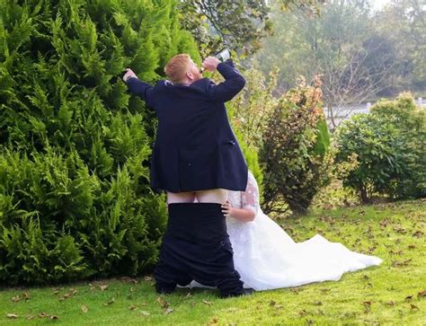 Classiest Wedding Photo Ever Bride And Groom Simulate Sex Act In