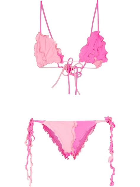 Buy SHERRIS Ruffle Trim Triangle Bikini Pink At Off Editorialist
