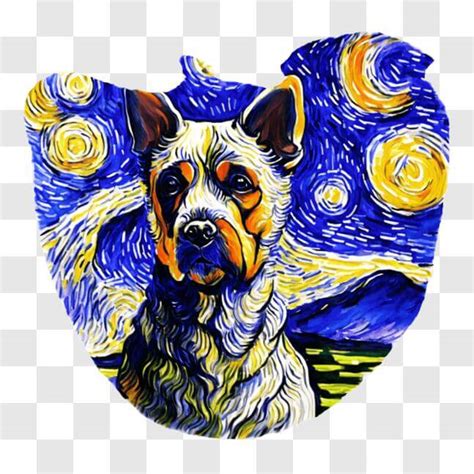 Télécharger Peinture de chien inspirée de Vincent van Gogh PNG En Ligne