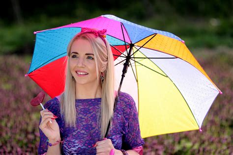 Free Images Girl Umbrella Color Yellow Pink Blonde Coloring