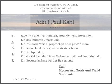 Traueranzeigen Von Adolf Paul Kahl Trauer In NRW De