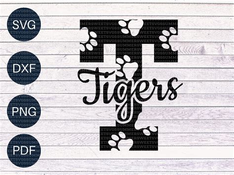 Tigers Svg Tigers Paw Print Team Spirit Svg Printable Cheer Shirt