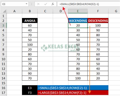 Rumus Mengurutkan Angka Di Excel Secara Otomatis Kelas Excel