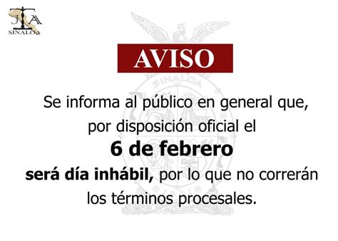 AVISO DIA INHABIL FEBRERO 2023